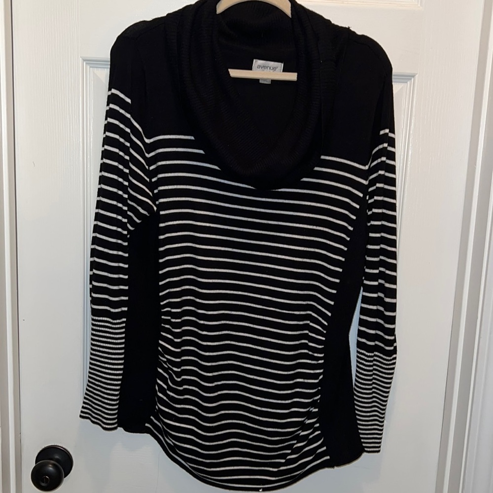 Black & White striped Cowl Neck Sweater by Avenue size 14/16